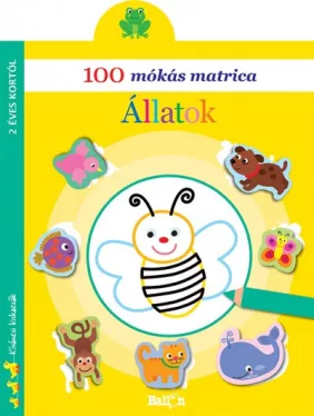 100 mókás matrica - Állatok (sárga)