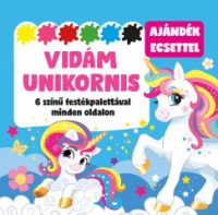   Vidám unikornis - 6 színű festékpalettával minden oldalon - ajándék ecsettel