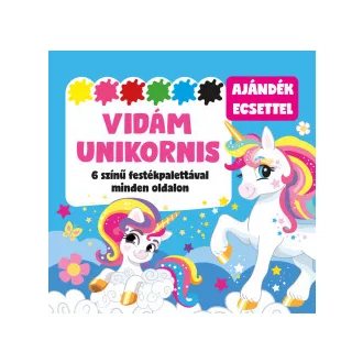   Vidám unikornis - 6 színű festékpalettával minden oldalon - ajándék ecsettel