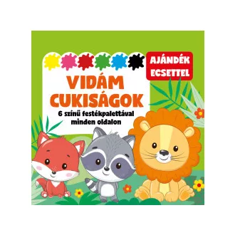   Vidám cukiságok - 6 színű festékpalettával minden oldalon - ajándék ecsettel